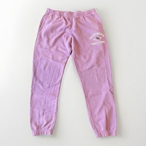 October's Very Own Jogger Sweatpants Mens Medium Purple French Terry Owl Logo
